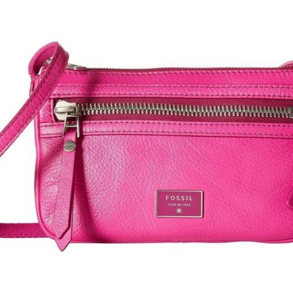 Fossil Handbags - Fossil Hot Pink Leather Crossbody Bag – Brand New – Adjustable Strap